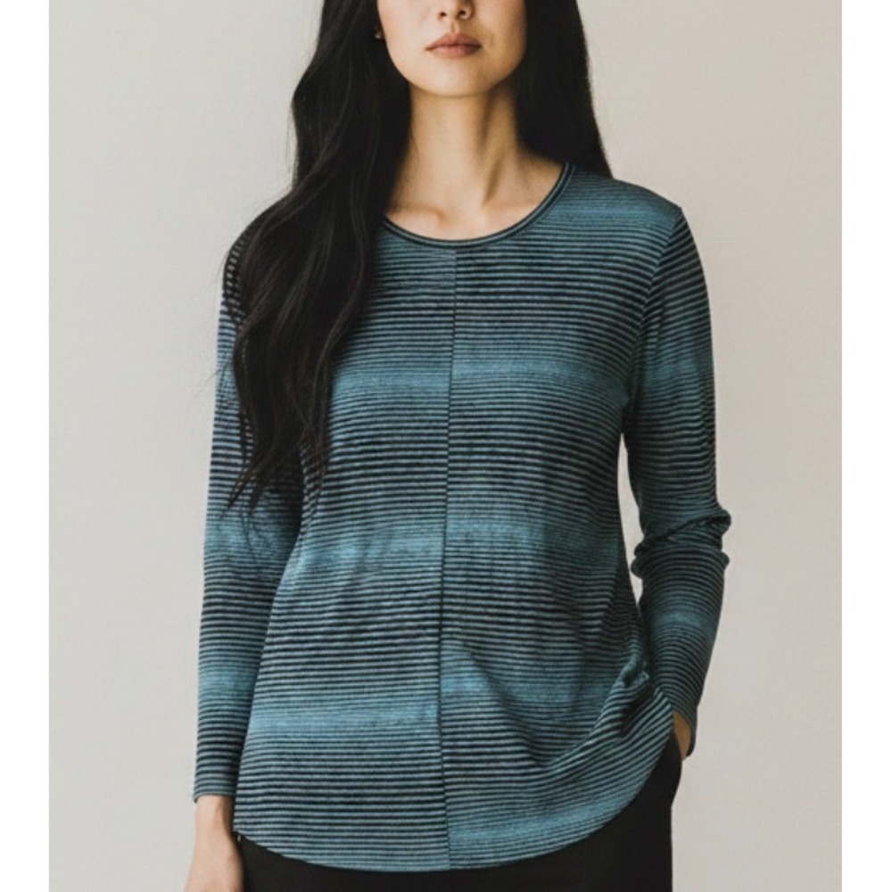 Habitat Clothes to Live In Atlantic Teal Striped Quilted Top 54128 Small NEW